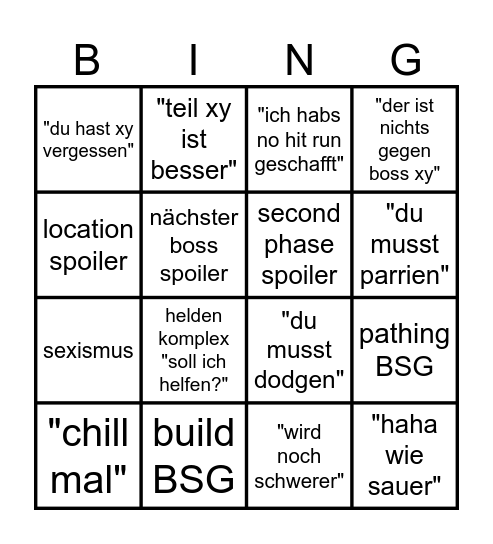 Darksouls Chatter Bingo Card