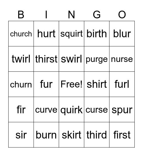 IR UR - Control Bingo Card