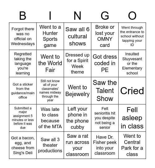Hunter Bingo! Bingo Card