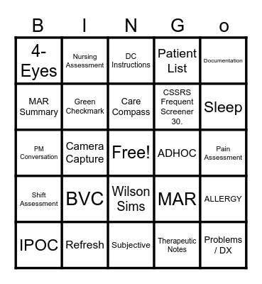 CERNER NURSING Bingo Card