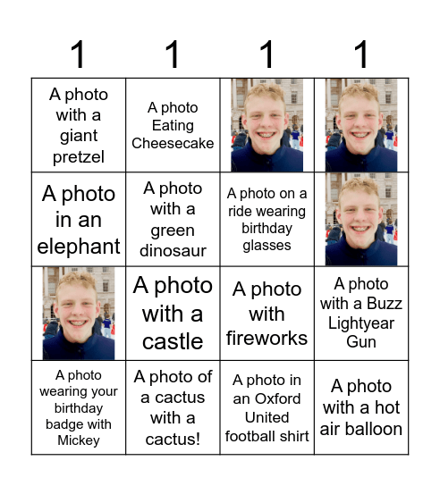 Lewis's Birthday Bingo Card