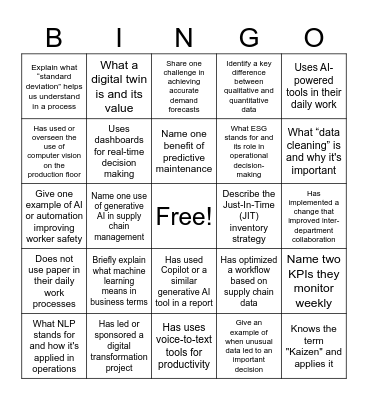 WD Ice Breaker Bingo Card