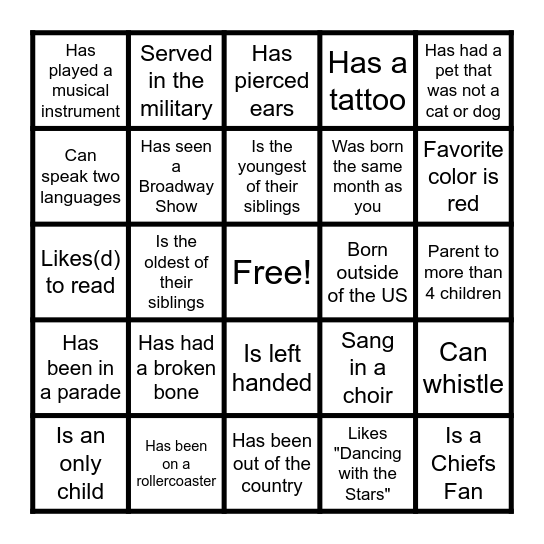 FIND SOMEONE WHO... Bingo Card