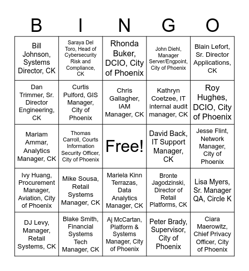 Justin Bingo Card