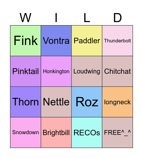 - The wild robot - Bingo Card