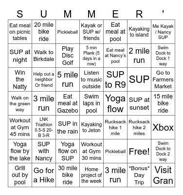 Summer 2025 Bingo Card