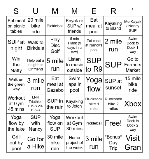 Summer 2025 Bingo Card