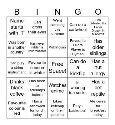 Icebreaker Bingo Card