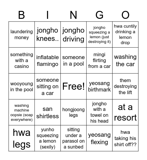 lemon drop mv Bingo Card