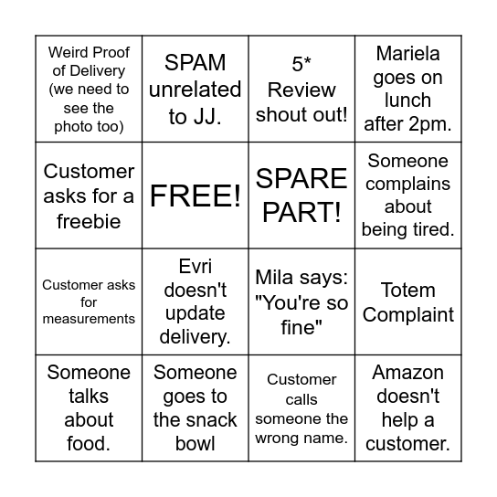 Joseph Joseph Consumer Care Bingo Card