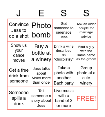 BACHELORETTE BINGO! Bingo Card