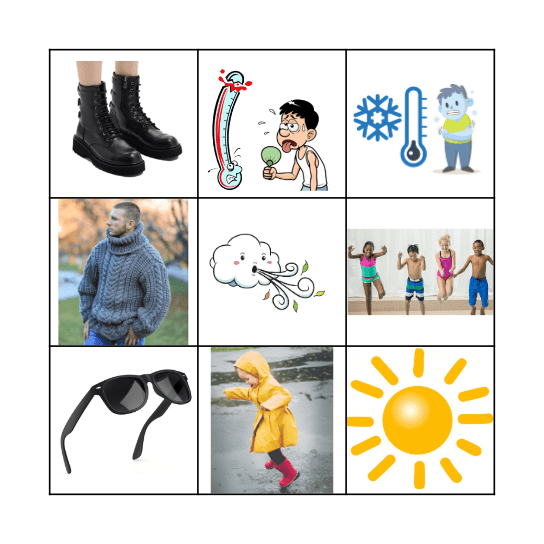 Weather and clothes Bingo Card