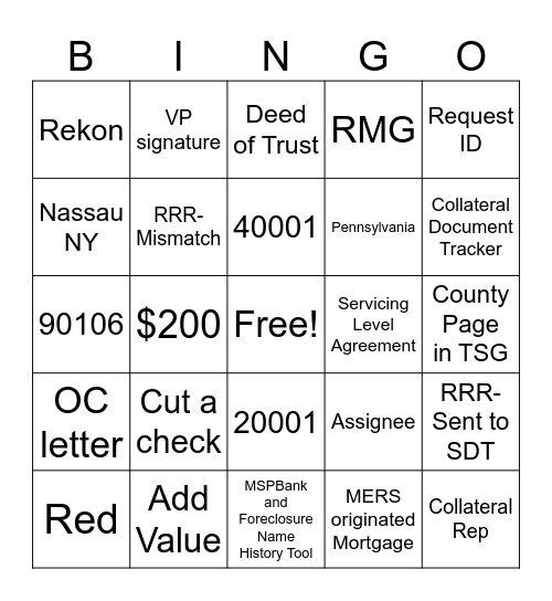 RRR Bingo Card