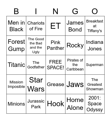 Movie Theme Bingo Card