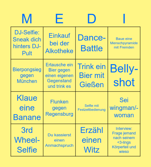 Medimeisterschaften Linz - Vergebene Bingo Card