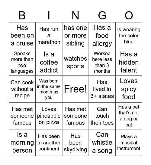 Pod 2 Bingo Card
