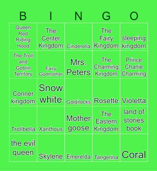Land of stories Bingo Card
