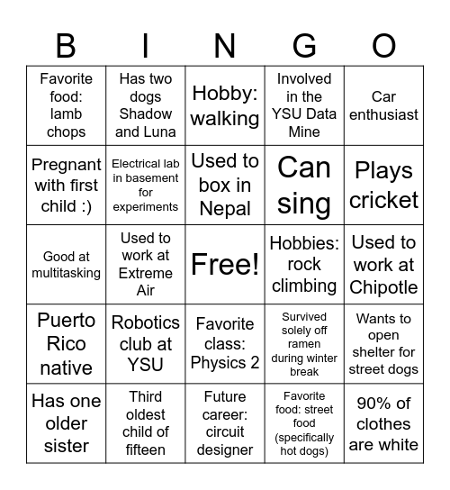 CITY Bingo Card