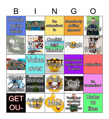 YT SHORTS BINGO Card
