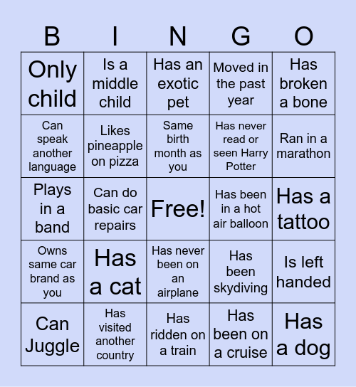 Future Leaders Bingo Card