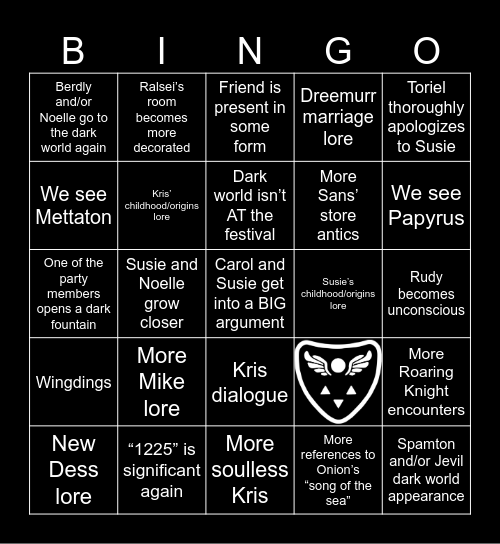 DELTARUNE CHAPTER 5 Bingo Card