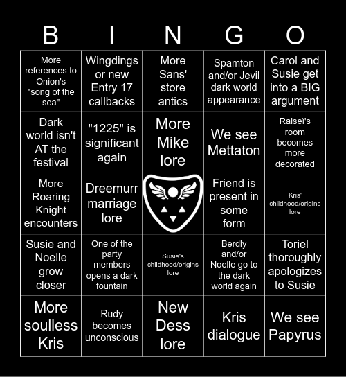 Deltarune Chapter 5 Bingo Card
