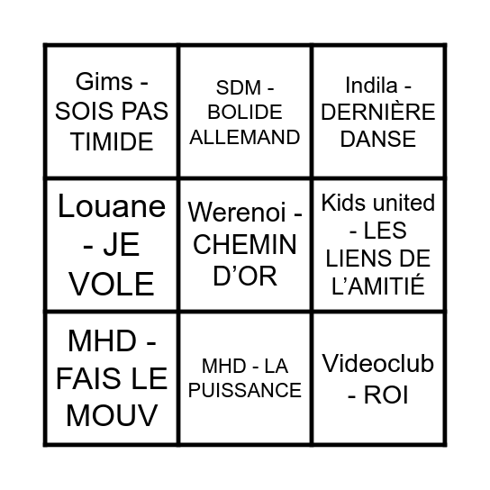 BINGO MUSICAL Bingo Card