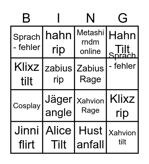 Startholme Bingo Card