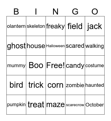 Extended Day Bingo Card