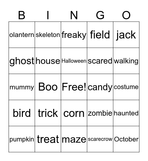 Extended Day Bingo Card