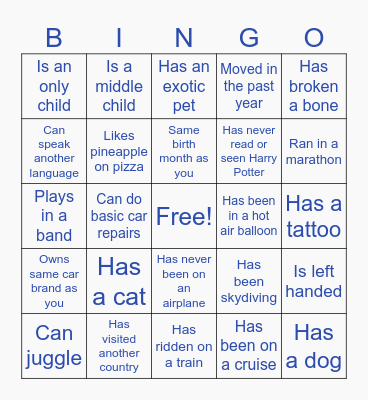 Find Someone Who... Bingo Card
