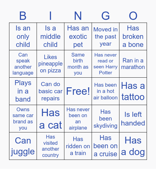 Find Someone Who... Bingo Card