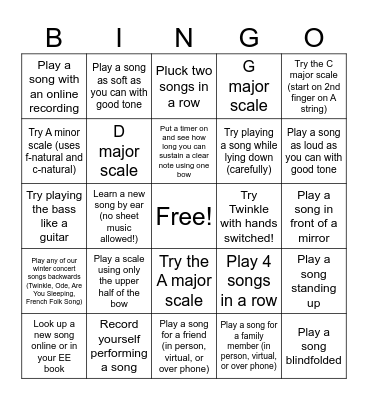 Bass Summer Bingo Card