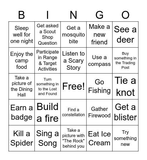 Falling Rock Bingo Card