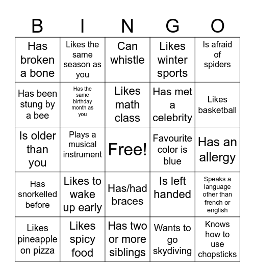 Find someone who... Bingo Card