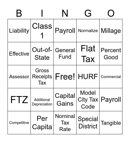 TAX BINGO Card
