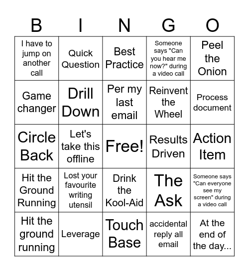 NPSW Office Bingo! Bingo Card