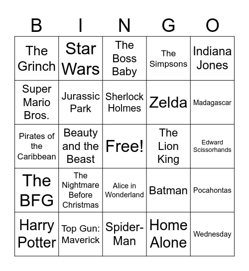 Media Arts Bingo Card