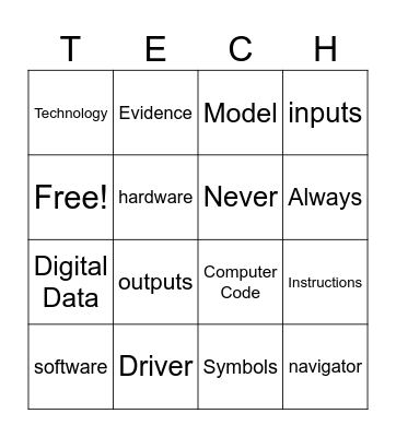 Technology Bingo Card