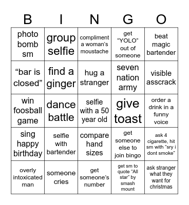 MARCO’s FINAL NIGHT Bingo Card