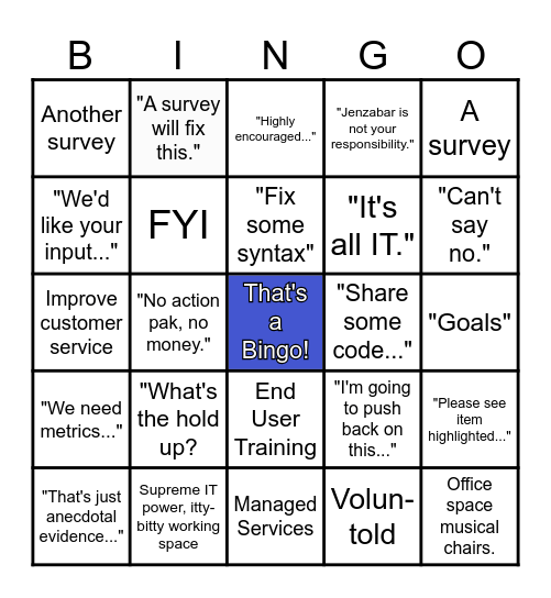 RCC IT Manager Bingo Card
