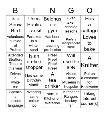 _PROBUS BINGO, November 2016 Bingo Card