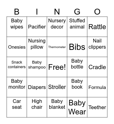Janice Baby Bingo Card
