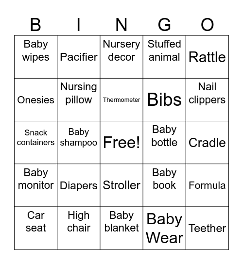 Janice Baby Bingo Card