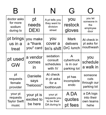 APEX ENDO BINGO Card