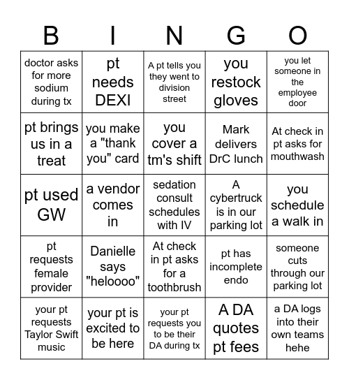 APEX ENDO BINGO Card