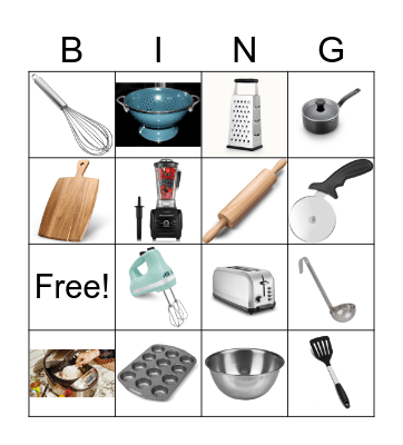 Kitchen Items BINGO Card