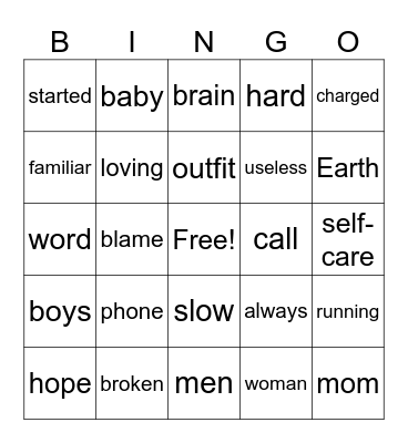 Music Bingo Card