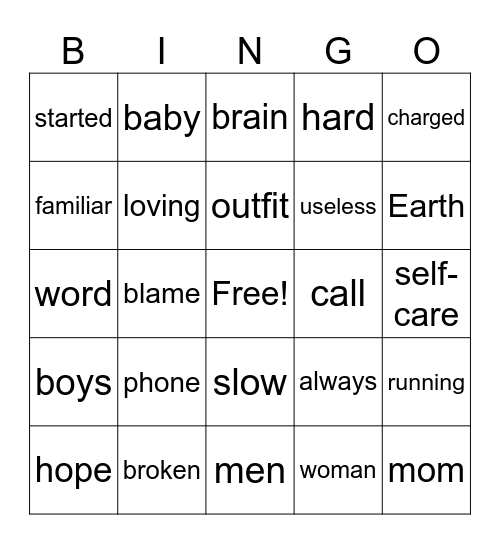 Music Bingo Card
