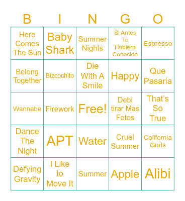 SUMMER Bingo Card
